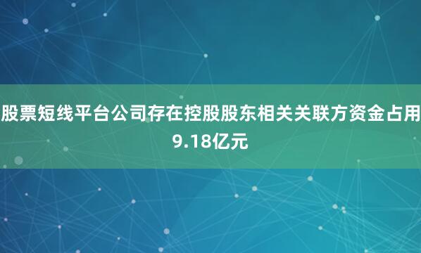 股票短线平台公司存在控股股东相关关联方资金占用9.18亿元